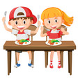 student having healthy food vector image