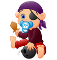 pirate kid holding a wooden sword vector image