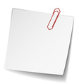 white note paper with paperclip vector image