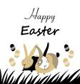 graphic easter greeting card with bunnies and egg vector image vector image