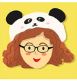 curly glasses girl with panda hat vector image vector image