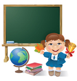 school board girl and globe vector image vector image
