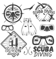 set of scuba diving center labels vector image vector image