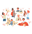 cartoon smiling kid characters holding cute vector image