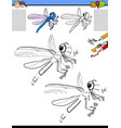 drawing and coloring activity with dragonfly vector image