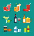 drinks and beverages flat design icon set vector image