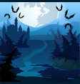 path through the enchanted forest at night vector image