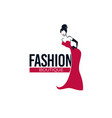 retro fashion lady in red dress store vector image vector image