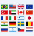 set of popular country flags glossy rectangle vector image