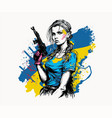 ukrainian girl soldier defender stop the war vector image