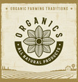 vintage organics all natural products label vector image vector image