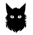 black cartoon cat head with eyes vector image