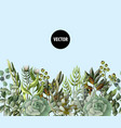 border with leaves and succulent vector image vector image
