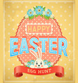 happy easter egg hunt retro grunge poster vector image