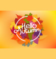 hello autumn concept with color leaves vector image vector image