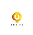 u gold letter logo design with round circular vector image