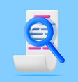 3d paper document with magnifying glass isolated vector image