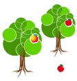 cartoon green summer tree with a crown of circles vector image
