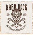 hard rock emblem with devil in sunglasses vector image