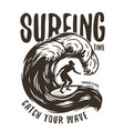 silhouette a man on wave surfing board vector image