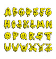 trippy melt emoji face font hand drawn vector image