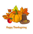 happy thanksgiving day poster with hat vector image vector image