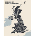 poster map regions united kingdom vector image vector image
