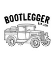 retro pickup truck with wood barrel bootlegger vector image