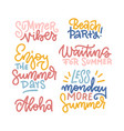 summer hand drawn calligraphic text elements set vector image vector image
