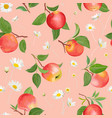 apple pattern with daisy tropic fruits leaves vector image vector image