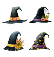halloween black witch hats set vector image