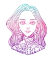 young beautiful woman with tattoo flower peony vector image