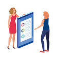 couple and smartphone with infographic vector image