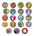 cartoon animals head circle set vector image vector image