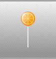 lollipop on stick in shape orange realistic vector image vector image