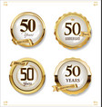 anniversary golden labels retro vintage design vector image