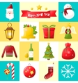 christmas and new year icons set vector image