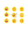 cute cartoon sun emojis emotional face set vector image