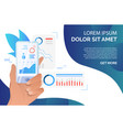 person using financial analysis app on smartphone vector image