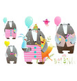 bear fox rabbit greeting card set vector image vector image