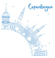 Outline Copenhagen Skyline with Blue Landmarks Vector Image