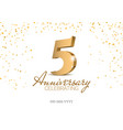 anniversary 5 gold 3d numbers vector image