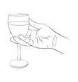 hand with glass of wine vector image