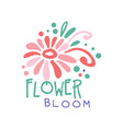 flower bloom logo template colorful hand drawn vector image
