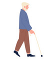 old man walking with cane elderly character side vector image