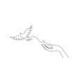 one continuous line drawing of flying dove vector image
