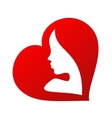 woman face silhouette inside of a heart shape vector image vector image
