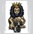 lion aggry king crown annimal gold background vector image