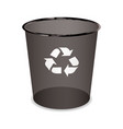 black transparent trash or waste recycle bin vector image