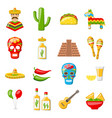 set of mexico icons isolated on white background vector image